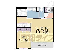 スワンズ京都東寺ガーデン 4階1LDKの間取り