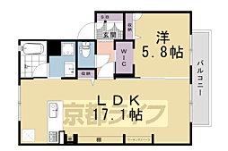 セントヴィラージュ 1階1LDKの間取り