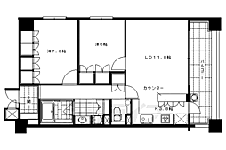 阪急京都本線 京都河原町駅 徒歩4分の賃貸マンション 8階2LDKの間取り