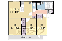 Ｄ−ＲＯＯＭ京都壬生 3階3LDKの間取り