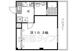 フラッティ円町北 7階1Kの間取り