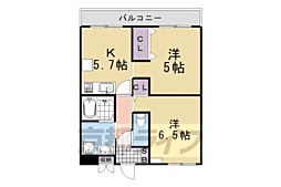 ルーミナス桂 2階2DKの間取り