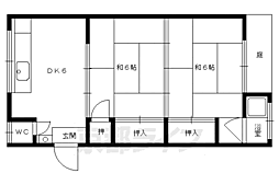 阪急京都本線 西向日駅 徒歩6分の賃貸マンション 3階2DKの間取り