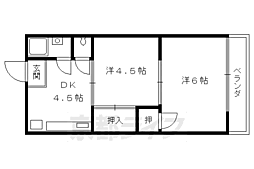 阪急京都本線 東向日駅 徒歩5分の賃貸マンション 1階2DKの間取り