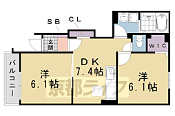 ソレアードII 2階2LDKの間取り