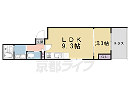 JR山陰本線 丹波口駅 徒歩8分の賃貸アパート 1階1LDKの間取り