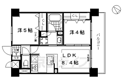JR東海道・山陽本線 京都駅 徒歩7分の賃貸マンション 2階2LDKの間取り