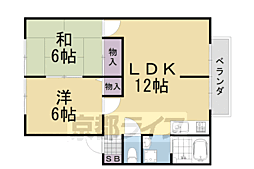 ユアハイツ 2階2LDKの間取り