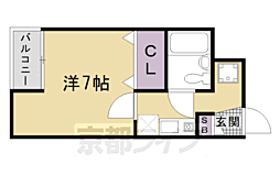 ヴィラサンシルク西大路 3階1Kの間取り
