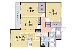 JR東海道・山陽本線 長岡京駅 徒歩13分の賃貸マンション 3階3LDKの間取り
