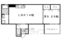 カーサ・フェリーチェ丸太町 1階1LDKの間取り