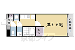 シェルブール西院 3階1Kの間取り