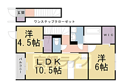 JR東海道・山陽本線 向日町駅 徒歩25分の賃貸アパート 2階2LDKの間取り