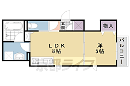 JR東海道・山陽本線 長岡京駅 徒歩10分の賃貸マンション 2階1LDKの間取り