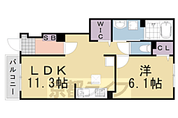 クレインコート 1階1LDKの間取り