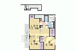 JR東海道・山陽本線 西大路駅 徒歩7分の賃貸アパート 2階2LDKの間取り