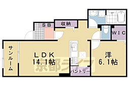 ヴィラ宮の前 1LDKの間取図画像