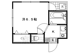 平行マンション 1Kの間取図画像