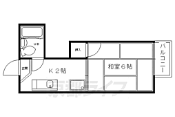 ヴィラブルーエB棟 1Kの間取図画像