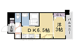 プレサンスTHEKYOTO粋都 1DKの間取図画像