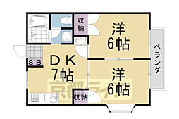 カーム石川 2DKの間取図画像