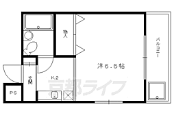 森マンション3 1Kの間取図画像