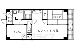 東野第一グリーンハイツ山科 2LDKの間取図画像