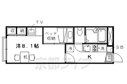 レオパレスナイズ紫竹 1Kの間取図画像