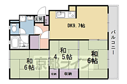 南宇治ローレルコートA棟 3DKの間取図画像