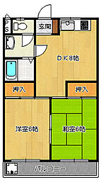 ハイツサンビーム 2階2DKの間取り