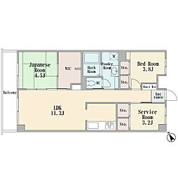 ライオンズマンション宮崎台第3 2SLDKの間取図画像