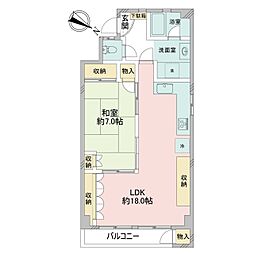 青葉台マンションB棟 1LDKの間取図画像