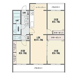 向ケ丘遊園センチュリータウン7号棟 3LDKの間取図画像