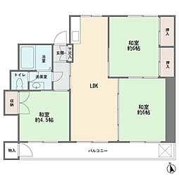 公社多摩川住宅ト-1号棟 3LDKの間取図画像