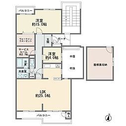 すすき野第三団地4-7号棟 2SLDKの間取図画像