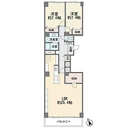 上野毛ハイム3号棟 3LDKの間取図画像