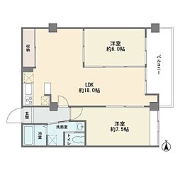調布センタービルマンション 2LDKの間取図画像
