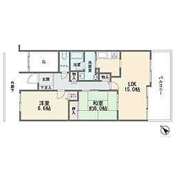 鷺沼ガーデン102 2LDKの間取図画像