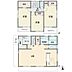 間取り：2012年8月築の2階建て　大型3ＬＤＫ　ＬＤＫ20．5帖　カウンターキッチン　床暖房　リビングイン階段　カースペース2台　ミストサウナ　床下収納