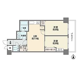 多摩川サンハイツ 2LDKの間取図画像