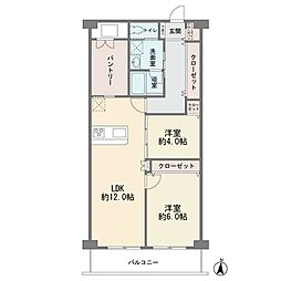 ニューライフマンション大倉山 2LDKの間取図画像