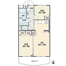 グリーンハイツ小田中 2LDKの間取図画像