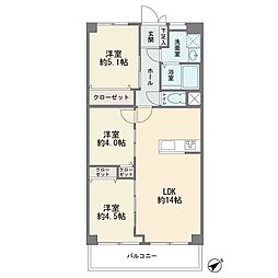 読売ランド前ハイデンス 3LDKの間取図画像