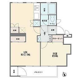 公社多摩川住宅ハ-5号棟 1LDKの間取図画像