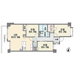 コスモ久地 3LDKの間取図画像
