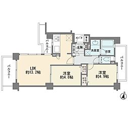 エクストール世田谷千歳 2LDKの間取図画像