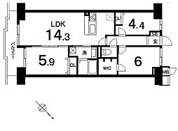 朝日パリオ入間市 3LDKの間取図画像