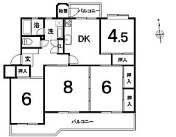 狭山グリーンハイツ3号棟 4DKの間取図画像