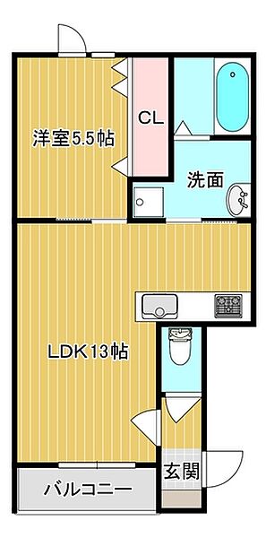 フィール長府八幡 1103｜山口県下関市長府八幡町(賃貸アパート1LDK・1階・44.63㎡)の写真 その2