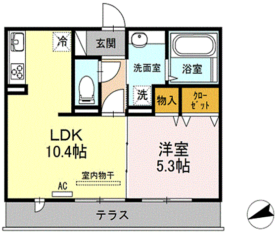LSY58 306｜山口県下関市関西町(賃貸アパート1LDK・3階・40.04㎡)の写真 その2